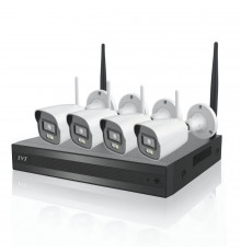 Комплект видеонаблюдения | NVR + 4 камеры | 4 МП | TVT TD-P0404W1-001 | Wi-Fi ◇ Распознавание лиц