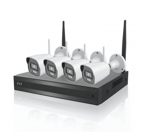 Комплект видеонаблюдения | NVR + 4 камеры | 4 МП | TVT TD-P0404W1-001 | Wi-Fi ◇ Распознавание лиц