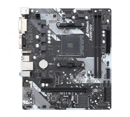 Материнская плата (AM4) A320 - ASRock A320M-HDV R4.0 | mATX | 2×DDR4 | Б/У