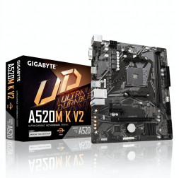Материнская плата (AM4) A520 - Gigabyte A520M K V2 (2×DDR4)