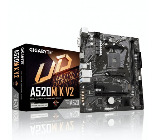 Материнская плата (AM4) A520 - Gigabyte A520M K V2 (2×DDR4)