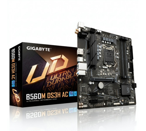 Материнская плата (10-11 GEN) B560 - Gigabyte B560M DS3H AC WIFI | mATX | 4×DDR4