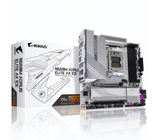 Материнская плата (AM5) B650 - Gigabyte B650M Aorus Elite AX ICE (4×DDR5)