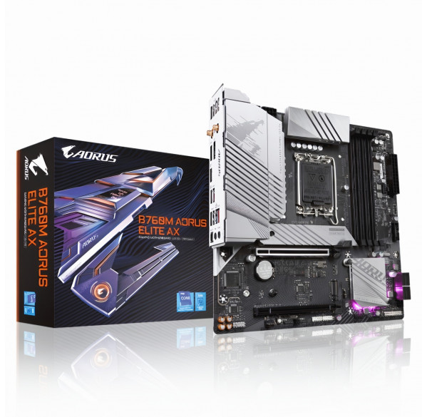 Материнская плата (12-13-14 GEN) B760M Gigabyte AORUS Elite AX WIFI, DDR5