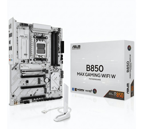 Материнская плата (AM5) B850 - ASUS B850 MAX GAMING WIFI W | ATX | 4×DDR5