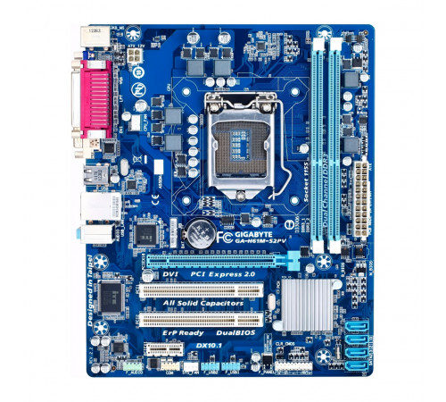 Материнская плата ( 2-3 GEN)  H61 - Gigabyte H61M S2PV | mATX | 2×DDR3 | Б/У