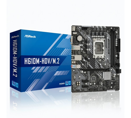 Материнская плата (12-13-14 GEN)  H610 - ASRock H610M-HDV/M.2 | mATX | 2×DDR4