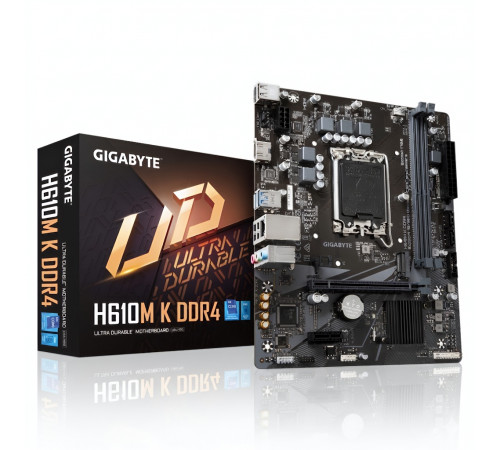 Материнская плата (12-13-14 GEN)  H610 - Gigabyte H610M K DDR4 (2×DDR4)