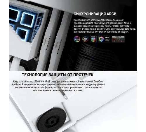 Жидкостное охлаждение Deepcool LT360 WH ARGB (СЖО) для процессора