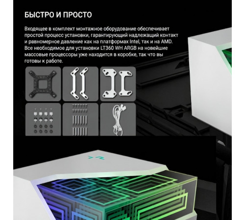 Жидкостное охлаждение Deepcool LT360 WH ARGB (СЖО) для процессора