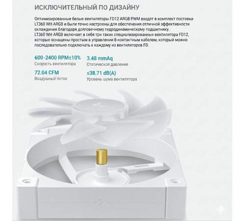 Жидкостное охлаждение Deepcool LT360 WH ARGB (СЖО) для процессора
