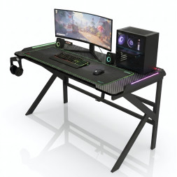Стол компьютерный игровой D2105| 120x60см | Чёрный карбон |  с LED подсветкой