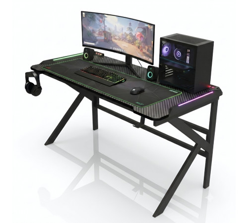 Стол компьютерный игровой D2105| 120x60см | Чёрный карбон |  с LED подсветкой