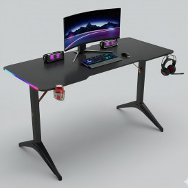 Стол компьютерный игровой D2208 чёрный 120x60см, с LED подсветкой
