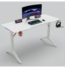 Стол компьютерный игровой D2208 белый 120x60см, с LED подсветкой