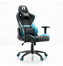 Кресло игровое RACER Premium Чёрный + Голубой
