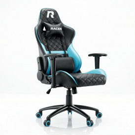 Кресло игровое RACER Premium Чёрный + Голубой