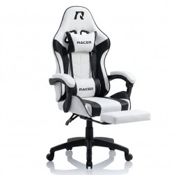 Кресло игровое Racer Mustang (белый с чёрными вставками)