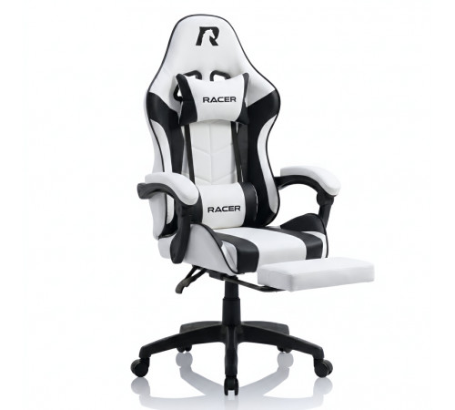 Кресло игровое Racer Mustang (белый с чёрными вставками)