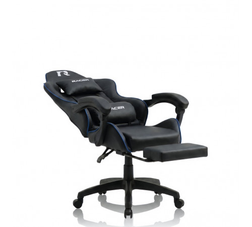 Кресло игровое Racer Mustang (чёрный с синими полосками)