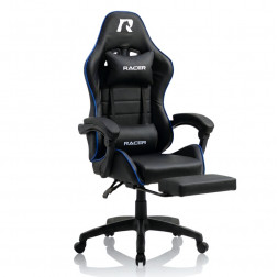 Кресло игровое Racer Mustang (чёрный с синими полосками)