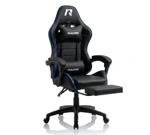 Кресло игровое Racer Mustang (чёрный с синими полосками)