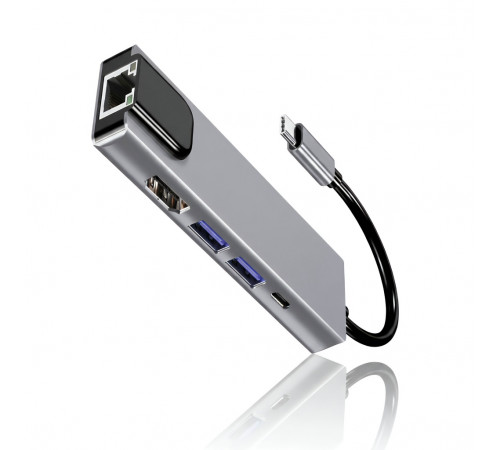 Многопортовый хаб Type-C | 5 в 1 | HDMI + LAN + 2×USB 3.0 + Type-C (PD) | SGL P50