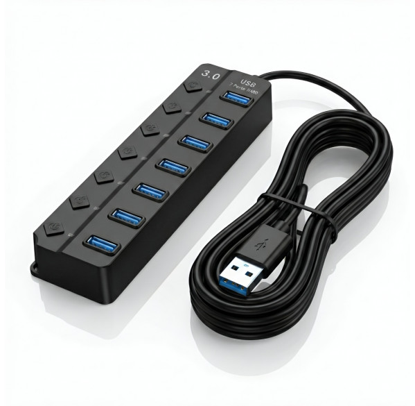 USB-HUB разветвитель 7 портов, USB 3.0, 1.2м.