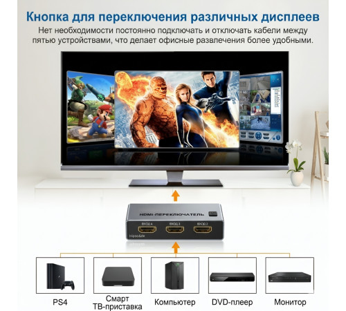 Свитч HDMI на 5 устройств | FHD | Switch-переключатель 