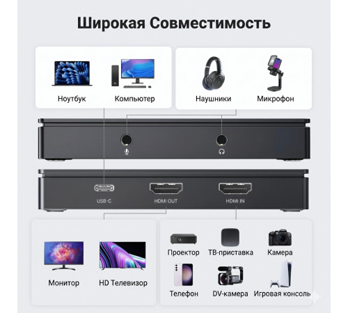 Карта видеозахвата с HDMI на USB - Ugreen CM630 (внешняя)