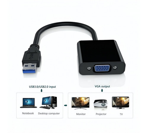 Переходник адаптер с USB на VGA (папа)
