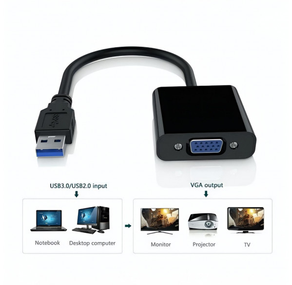 Переходник адаптер с USB на VGA (папа)
