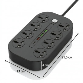 Удлинитель / сетевой фильтр Anti Static Power Soket (8x Power Socket + 3x USB + Type-C) 3м.