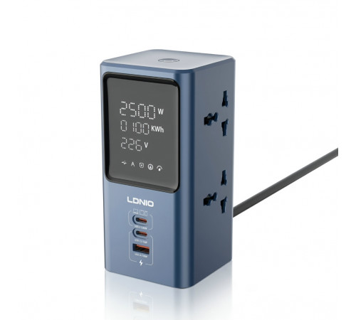 Удлинитель-сетевой фильтр | LDNIO SC2 | 4×розетки + 2×Type-C + 1×USB | 2м