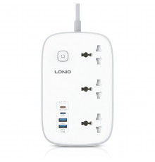 Удлинитель-сетевой фильтр | LDNIO SC6 | 3×Розетки + 2×Type-C + 2×USB | 2м