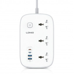 Удлинитель-сетевой фильтр | LDNIO SC6 | 3×Розетки + 2×Type-C + 2×USB | 2м
