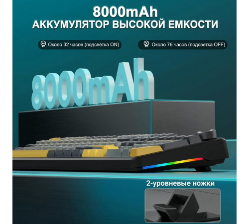 Клавиатура | AULA F108 Pro ◇ тёмная ночь | механическая | 2.4 ГГц + Bluetooth + USB