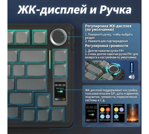 Клавиатура | AULA S75 Pro ◇ серый градиент (side print) | механическая | 2.4 ГГц + Bluetooth + USB