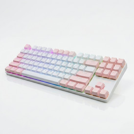 Клавиатура Xunfox K80 RGB бело-розовая, игровая, механическая, проводная