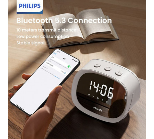 Колонка Philips TAS2909 3W с часами, беспроводная, настольная