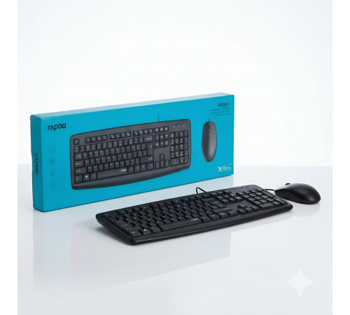 Комплект Rapoo NX1600 (EN+RU+TM), проводной (2в1) клавиатура + мышь