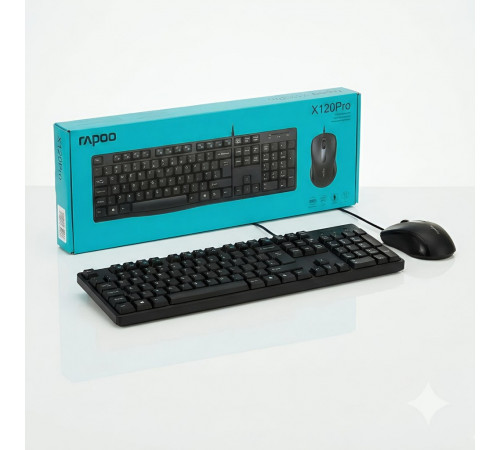 Комплект Rapoo X120Pro (EN+RU+TM), проводной (2в1) клавиатура + мышь