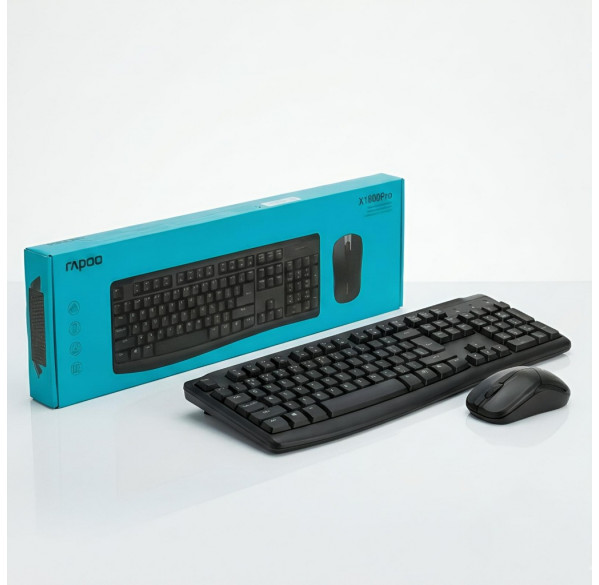Комплект Rapoo X1800PRO (EN+RU+TM), беспроводной (2в1) клавиатура + мышь