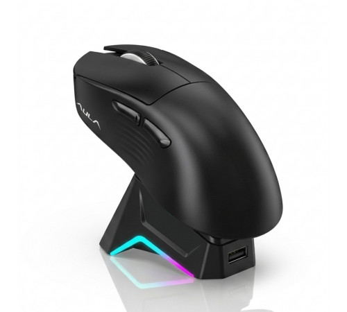 Мышь AULA SC610, чёрный (игровая, беспроводная, с док-станцией)