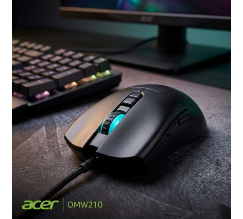 Мышь Acer OMW210, черная, игровая, проводная