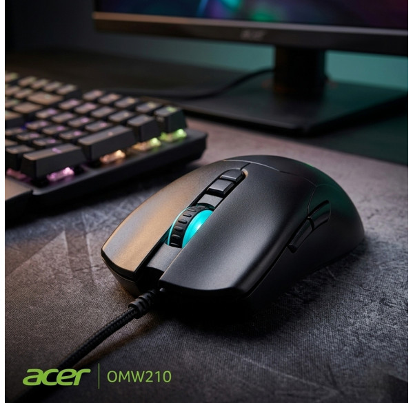 Мышь Acer OMW210, черная, игровая, проводная