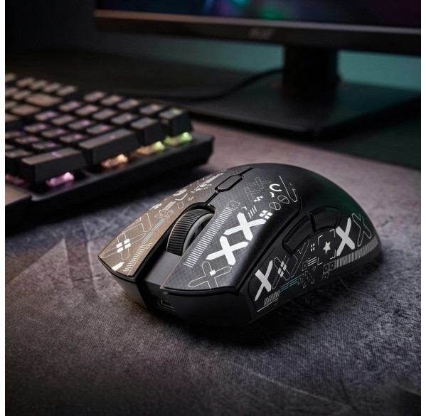 Мышь Attack Shark R1 чёрная, игровая, беспроводная, перезаряжаемая