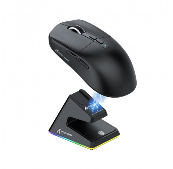 Мышь Attack Shark X6 с док-станцией чёрная, игровая, беспроводная, перезаряжаемая