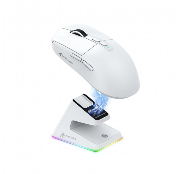 Мышь Attack Shark X6 с док-станцией белая, игровая, беспроводная, перезаряжаемая