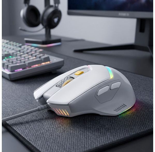 Мышь Inphic PG1, белая, игровая, проводная